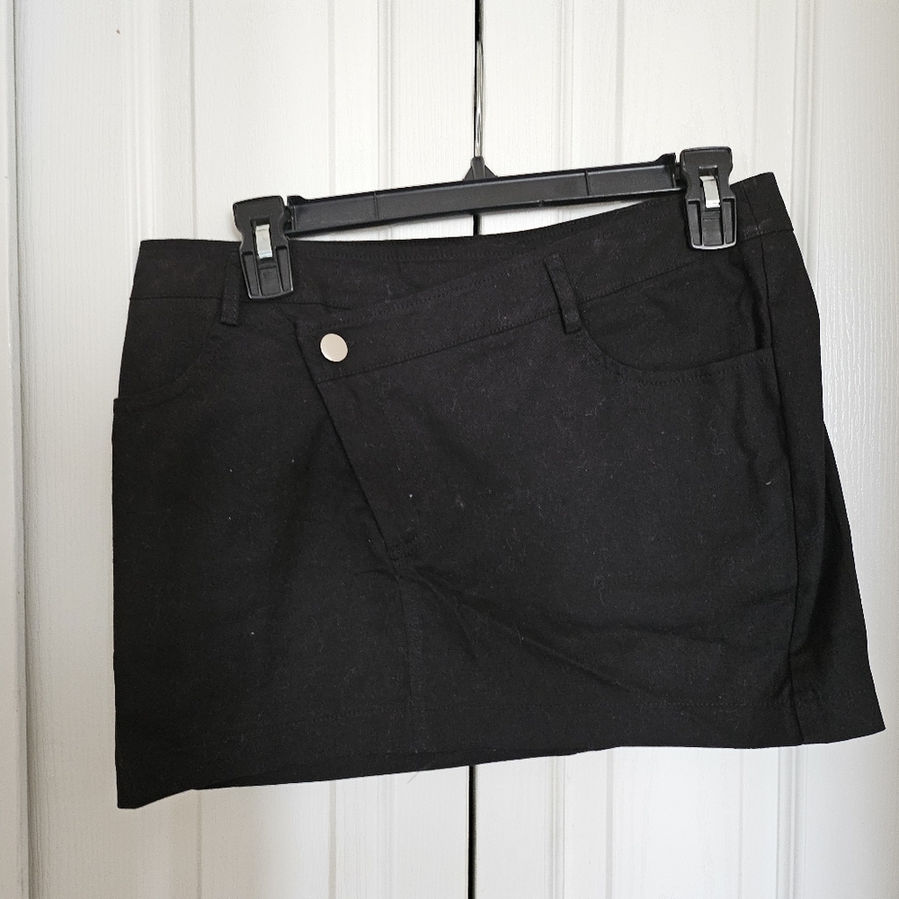 Better Be Black Mini Skirt Size M Stretch Cotton Spandex Casual Fitted Pocket. - Picture 3 of 12